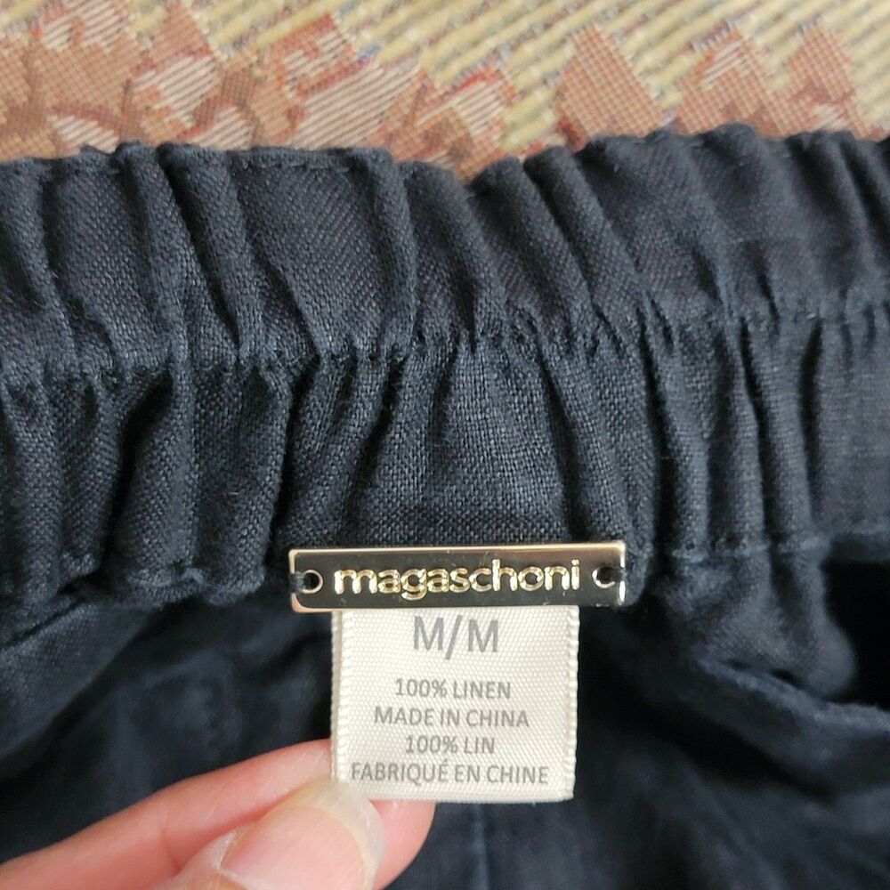 Magaschoni Black Wide Leg Linen Pants - Picture 10 of 11